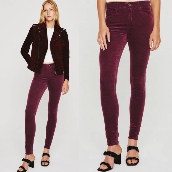 Ag Adriano Goldschmied Pants - AG ADRIANO GOLDSCHMIED The Farrah High Rise Skinny Velvet Pants, X0597